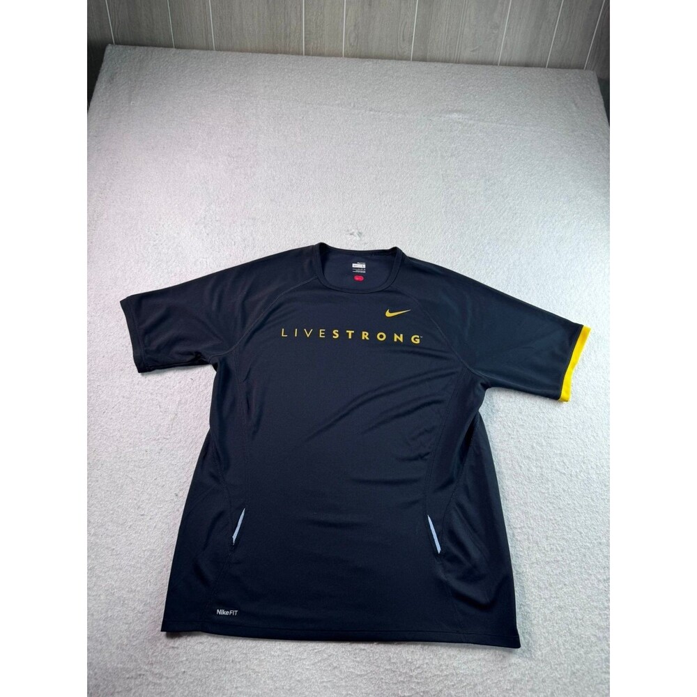 Nike LIVESTRONG Dri-FIT Men's Large L Short Sleeve Activewear T-Shirt Black